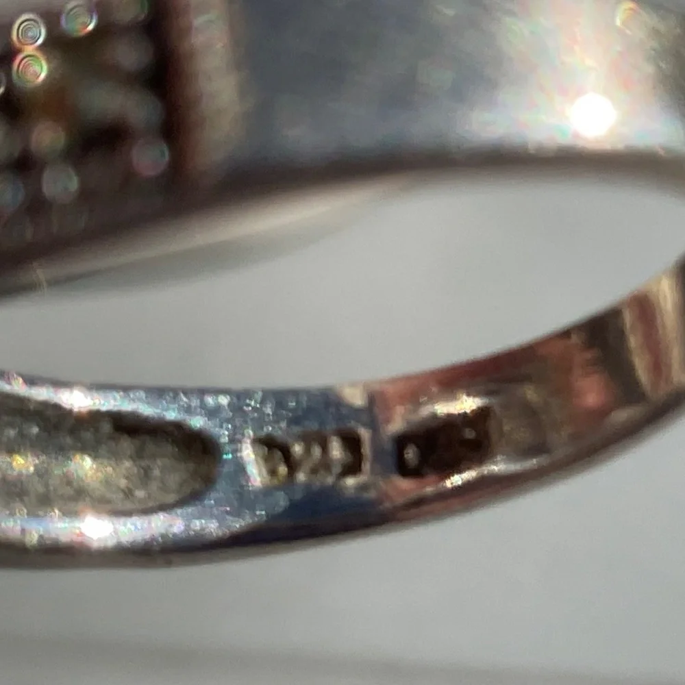 DBJ Topaz Marcasite Ring 925 silver Vintage size 7 - Picture 11 of 15